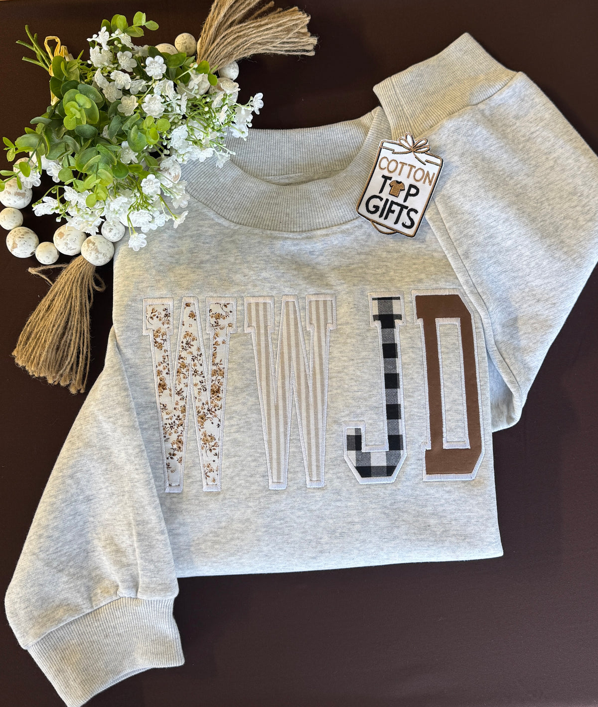 WWJD Appliqué Mock Neck Sweatshirt | Christian Faith Sweatshirt