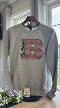 Gingham B Appliqué With knockout Bulldogs Sweatshirt